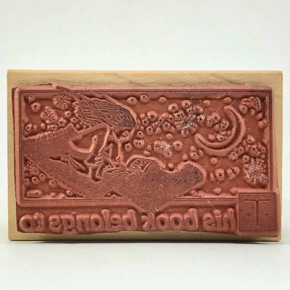 Mary Engelbreit Magic Carpet Book Plate Rubber Stamp 688F This Book Belongs To - Picture 5 of 11